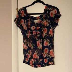 Abercrombie and Fitch floral sheer top. Size large